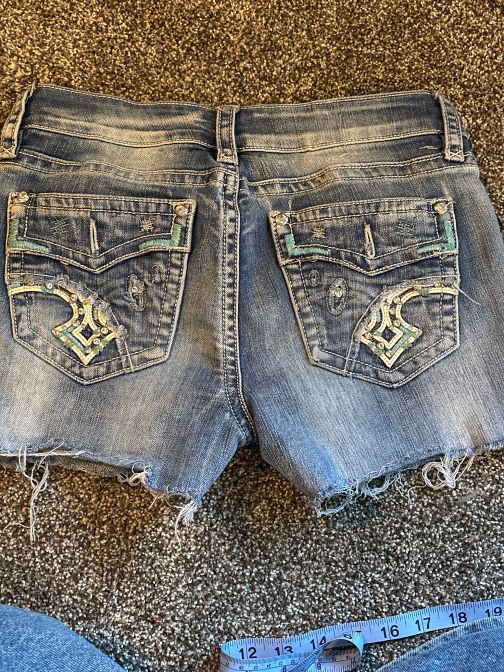 Women's Embellished Blue Denim Cutoff Shorts